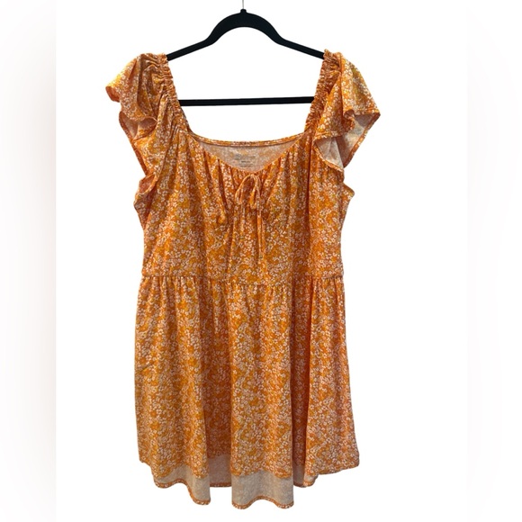 No Boundaries Dresses & Skirts - No Boundaries Orange Floral Ruffle Sleeve Peasant Top